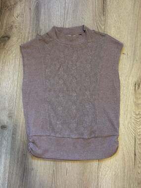 Democracy Sleeveless Mock Neck Textured Knit Top Mauve Size L